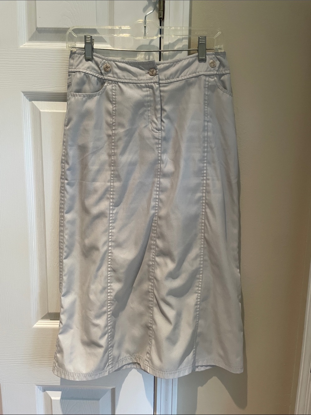 Christopher & Banks Light Cream Midi A-Line Skirt